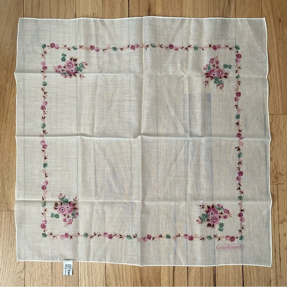 Vintage NWOT Cacharel Robinson for Golluber all cotton Scarf 21x20.5
